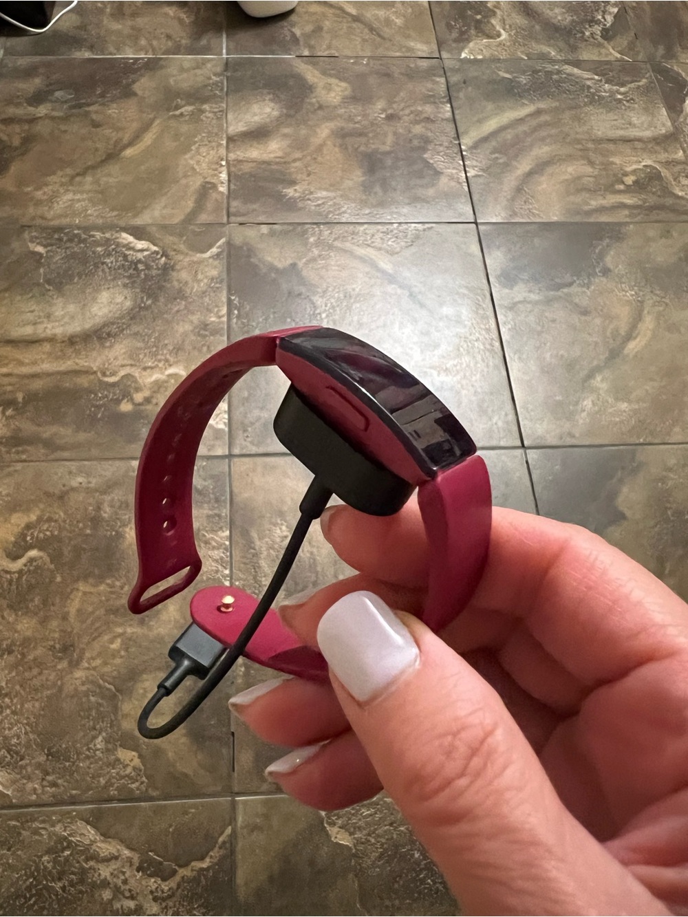 fitbit berry pink band with black display